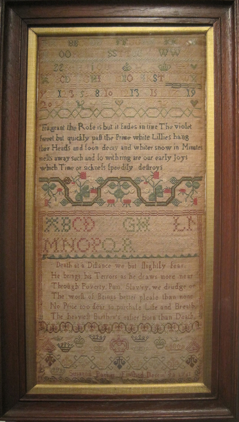 A silk handkerchief printed with a description of an erotic encounter with  the words in the form of breasts. Mixed media, 1802, after E. Parny.
