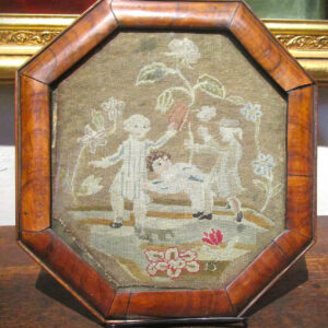 Georgian Needlework Picture of Three Boys at Play, circa 1760