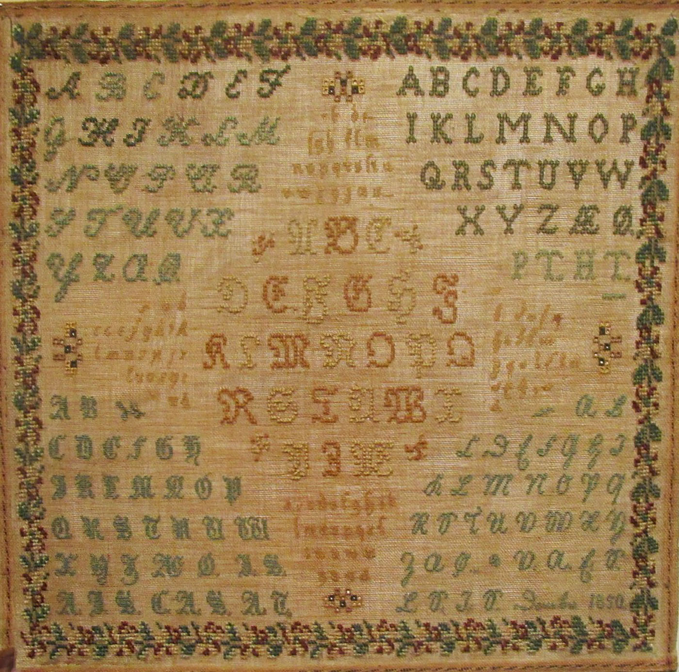 German Alphabet Sampler - Dated 1850